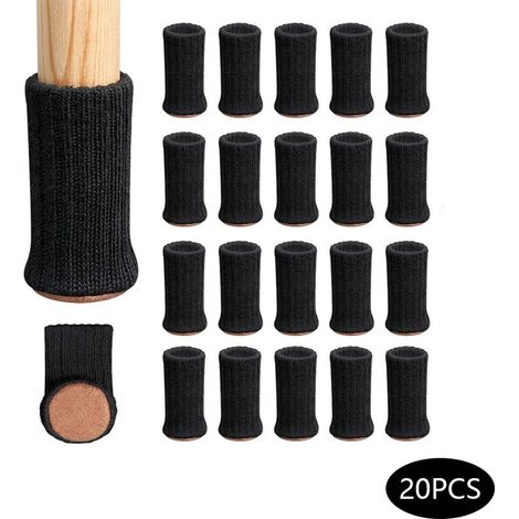 Calcetines para patas de silla, protectores para patas de muebles, almohadillas antideslizantes para patas de silla de 2,5 a 5 cm de diámetro, color negro (20 unidades)