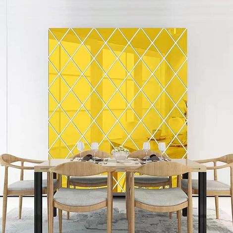 Autocollant Mural Miroir Diamant,3D Auto-Adhésif Amovible Triangle Stickers Miroir Brochage Bricolage Stickers Muraux Carreaux de Céramique Meubles Decal Décoration Papier Peint pour la Maison Salon