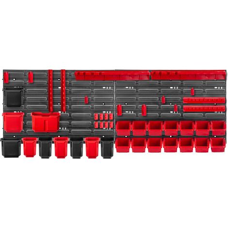 KADAX Werkstattwandregal, Wandplatten, 116 x 39 cm, Rot, 46 tlg.