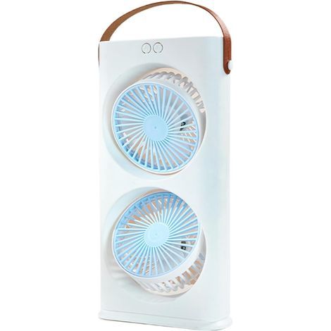 Wiederaufladbarer Tischventilator mit zwei Ventilatorköpfen, 1200-mAh-Akku, 3 Geschwindigkeitsstufen, 15,5 x 5,5 x 31 cm, 544 g, für Studentenwohnheime und Camping (1/5)