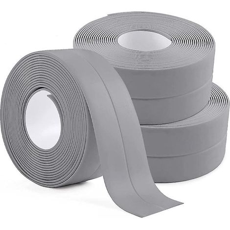 3 Rouleaux  (gris) Bande D'tanchit Impermable,joint Salle De Bain,pvc Ruban De Calfeutrage Autocollant Pour Cuisine,toilettes Wc,baignoire (1/5)