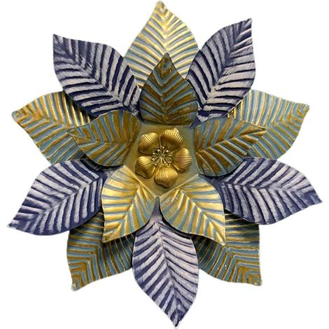 Decorazione floreale in metallo – 4 strati di petali – resistente alla ruggine – decorazione murale unica – modello n. 1