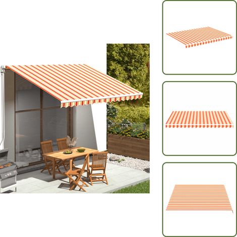 Tissu de remplacement pour auvent Jaune et orange 4x3 m - Tissus D'ombrage - Auvent De Jardin - Toile D'auvent - Parasol De Jardin - Protection Solaire (1/5)