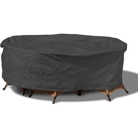 Housse de meuble de jardin ronde noire, protection extérieure imperméable et anti-pluie pour canapé, lot de 2 tailles 280x100cm, abri terrasse et outillage (1/5)