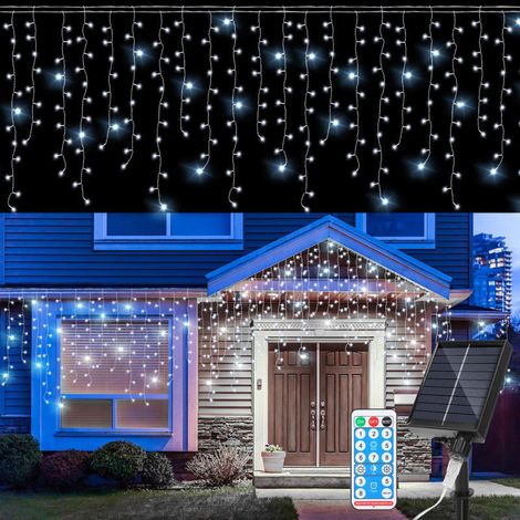SWANEW Guirlanda Luminosa Solare Esterna LED Tendina Luminosa Decorazione Natalizia Impermeabile IP44 Bianco Freddo 10M 396LEDs (1/5)