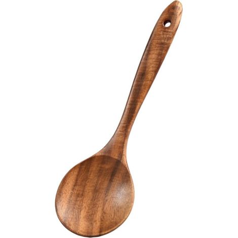 23,5 cm langer Kräuterlöffel aus Teakholz, hitzebeständig für beschichtete Pfannen (1/5)