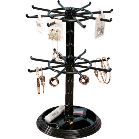 [Étagère rotative pour bijoux] Étagerie à 3 niveaux ABS 36.5cm noir/blanc/rose/bleu rotation 360° rangement gain de place cadeau idéal