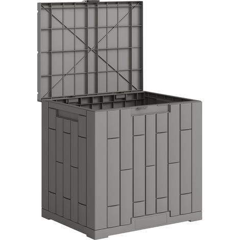 Baule da Giardino 114L in Resina Impermeabile e Anti UV con Chiusura a Chiave, 56x44x54 cm, Grigio (1/5)