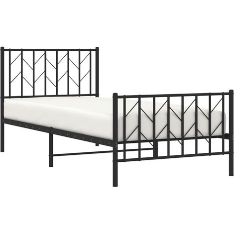 vidaXL Metallbettgestell mit Kopf- und Fußteil Schwarz 90x190 cm
