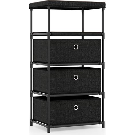 COSTWAY Cassettiere in Tessuto con 3 Cassetti Pieghevole, Comò Camera da Letto con Struttura in Metallo, Armadietto Moderno Salvaspazio per Soggiorno, Ufficio e Corridoio (40 x 30 x 81 cm) (1/5)