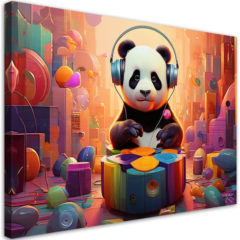 Tableau sur toile Tableau sur toile Panda avec casque d'écoute 60x40 (1/5)