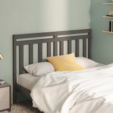 vidaXL Cabecero de cama madera maciza de pino gris 146x4x100 cm (1/5)