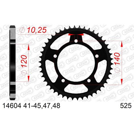 AFAM Stahl-Kettenrad hinten für 525er Kette, Artikelnummer 14604-43