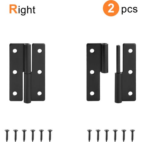 (Noir 62 mm Droite) 2 charnières détachables en acier inoxydable noir, rotation à 270°, pour portes de meubles de cuisine, placards et armoires. (1/5)