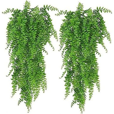 Set of 2 artificial Boston fern plants, 90 cm – Modern wall decoration – High-quality PVC for indoor and outdoor use (1/5)