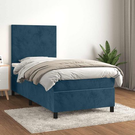 Boxspringbett mit Matratze Dunkelblau 100x200 cm Samt (1/5)