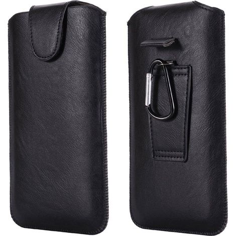 Pochette pour téléphone portable à fixer à la ceinture (cuir PU) noire
