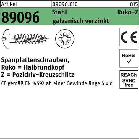 Vis pour panneaux d'aggloméré R 89096 HAKO PZ 4x50-Z acier galv.zingué 500p.