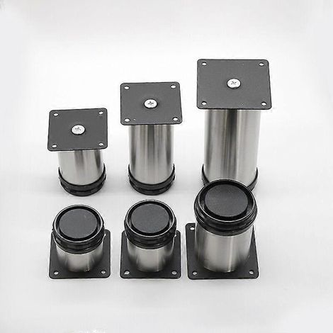 Pieds de meubles, pieds de cuisine réglables Ø 50 mm / hauteur 150 mm, pieds de canapé et de table ronds en métal et acier inoxydable. (1/5)