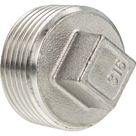 tecuro Stopfen mit Vierkant Edelstahl V4A (AISI 316), AG 1/8 Zoll