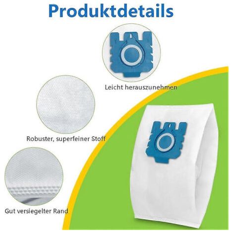 NALOOKAMIC Lot de 14 sacs pour aspirateur Miele Hyclean 3D GN (modèles C1, C2, C3, S2, S5, S8, S600 et S8000). (1/4)