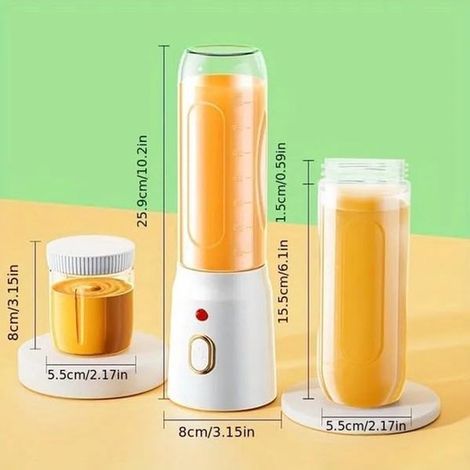 Minibatidora, 450 ml, 40 W, Rápida y fácil, 10 cuchillas de acero inoxidable para vasos, Recargable por USB, Para zumos, Vasos, Portátil (1/5)