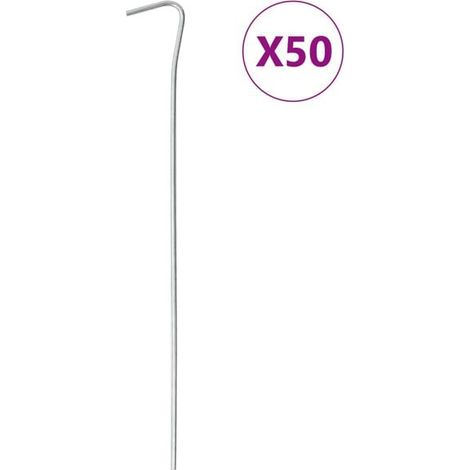 Piquets de tente, 50 pièces, 23 cm de long, 3 mm de diamètre, acier galvanisé. (1/5)