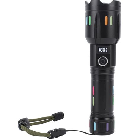 Lampe torche multifonction rechargeable de type C, affichage électronique numérique, lampe torche laser blanche (1/5)