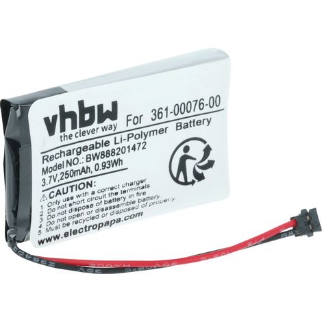 vhbw Batería recargable reemplaza Garmin 361-00076-00 para smartwatch, reloj de actividad (250 mAh, 3,7 V, polímero de litio)