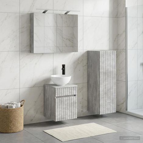 vidaXL Set di mobili per il bagno 4 pz Grigio Cemento (1/5)