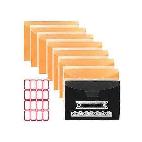 8-teiliges Aufbewahrungsset für Stempel und Stanzformen mit Magnetfolie – Stanzformen-Aufbewahrungsset zum Stanzen, Scrapbooking und Aufbewahren von Bastelmaterialien, Orange