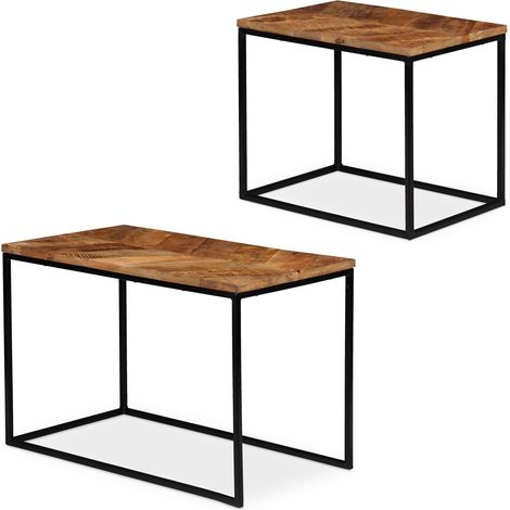Set di 2 tavolini da caffè rettangolari decorativi 50 x 40 x 40 cm in legno di mango naturale 130007108