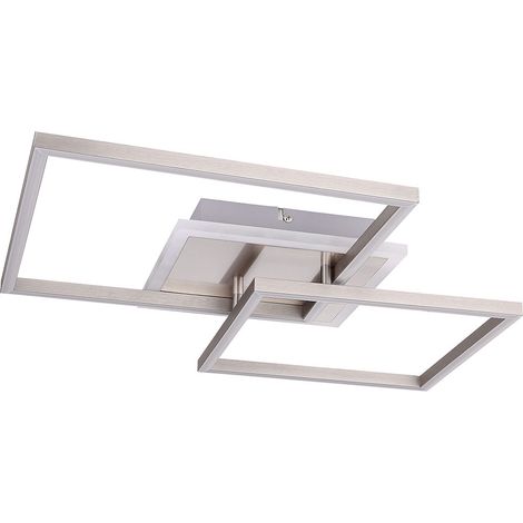 Plafonnier LED ALU spot blanc opale salon éclairage design plafonnier angulaire 30 watt 1300 lumen blanc chaud 47x43,5x7,5cm (1/5)