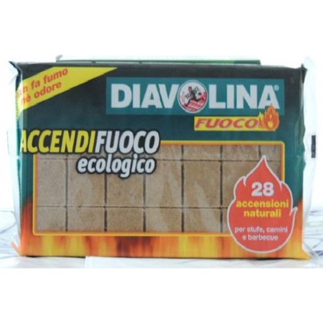 Diavolina briquet e'cologique bois naturel et paraffine 28 cubes pour allumer chemine'es poeles grill