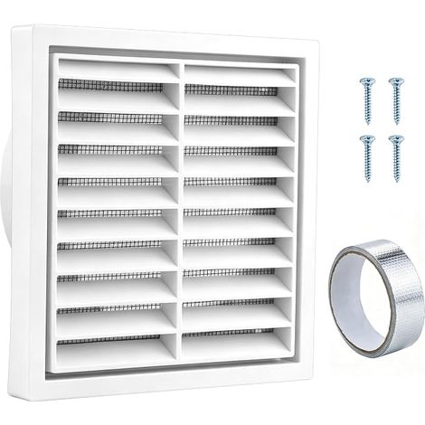 Ø100mm Rectangular Air Vent Grille ABS Plastic Square Insect Protection for Bathroom Kitchen Vacuum Cleaner Fan Ceiling White (1/5)
