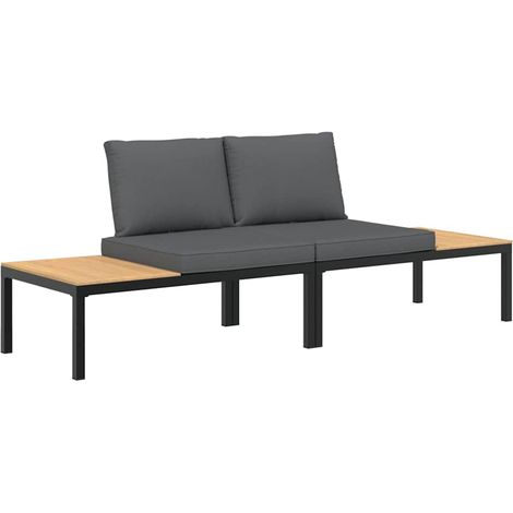 Maison Exclusive - Salon de jardin 2 pcs avec coussins noir aluminium