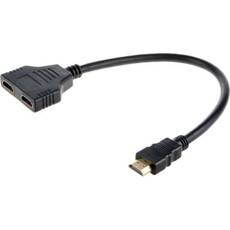 Câble HDMI - 1080P - 1 Mâle vers 2 Femelles - 30 CM - Plaqué Or (1/4)