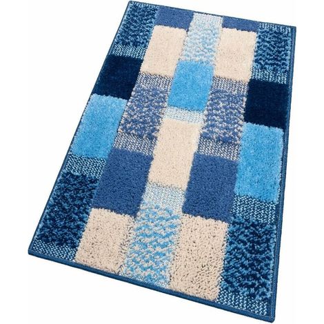 Tapis de Bain Moderne Doux Antidérapant Tapis de Douche Lavable Absorbant Bleu - 50x80 cm (1/4)