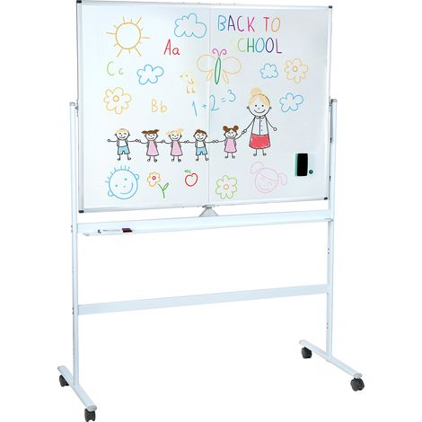 FIANAO – Mobiles Whiteboard -Professional – beidseitig magnetisch, klappbar, trocken abwischbar, fahrbarer Staffelei-Board für Büro & Unterricht, Weiß – Maße: 90 × 120 cm (1/5)