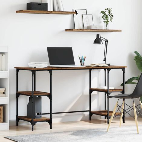 Schreibtisch mit Regal Altholz 140 x 50 x 75 cm Holzwerkstoff