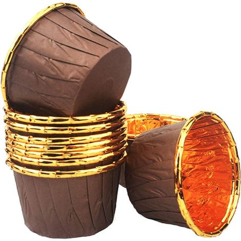 50 Pièces Moules à Cupcake et Muffins Moule Muffins Papier Caissettes Cupcake Mini Moules Muffin Jetable pour Cupcake Muffin Mariage(Café-Or),Café-or,Café-or