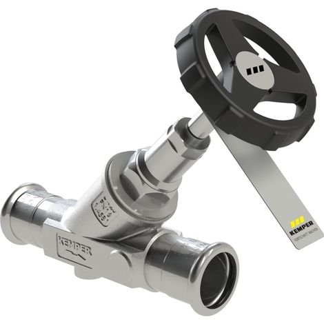 Kemper NIRO válvula de corte de paso recto, sin vaciado, MAPRESS, figura 073 00, DN 32, 0730003200
