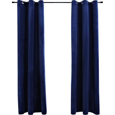 Rideaux occultants et anneaux 2pcs bleu marine 94x160cm velours vidaXL (1/5)