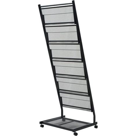 Étagère à Revues et Magazines, Support de Rangement Vertical en Métal pour Livres A4, Meuble de Bureau ou Salon Compact 47,5 x 43 x 133 cm, Noir (1/5)