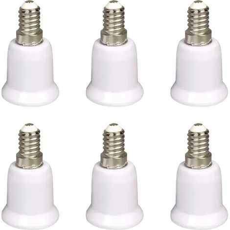 Lot de 6 E14 vers E27 Adaptateur de Douille, Adaptateur Convertisseur de Douille E14 à E27 SES vers ES, 0–250V 80W, Compatible Ampoules LED, Incandescentes, Halogènes et pour CFL (1/5)
