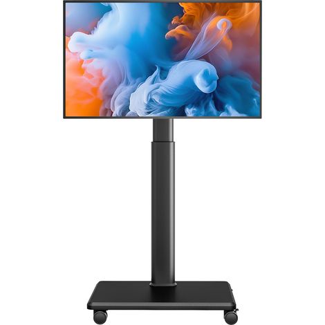 Support universel pour sol TV, support TV de sol et roulant avec roulettes, inclinaison à 80 degrés réglable en hauteur pour écrans LCD LED OLED de 27 à 65 pouces, support TV mobile (1/5)