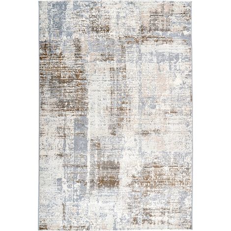 Tapis taupe moderne effet 3d motif géométrique - 150 x 80 cm (1/3)