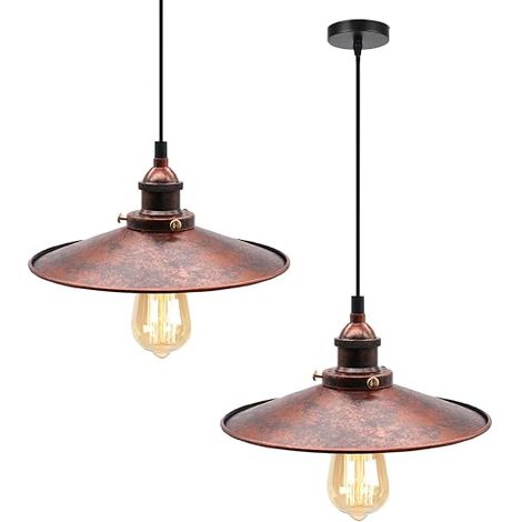 Suspension Luminaire Industriel E27 Lampe Suspendue D'intérieur Vintage en Métal Lustre Salon, Cuisine, Couloir Rouille Φ26 cm (1/5)
