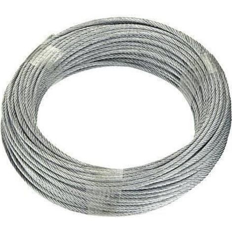 Câble D'acier - Âme En Fibres Textiles - Galvanisé - 20 M X 4 Mm - Charge Max 160 Kg