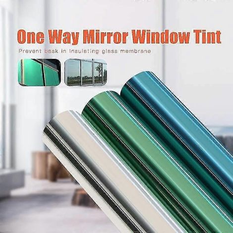 Film teinté pour vitres, effet miroir sans tain, protection solaire et UV, pour voiture et maison, dimensions 50 x 200 cm / 300 cm / 500 cm, longueur 10 m, couleur argent. (1/5)